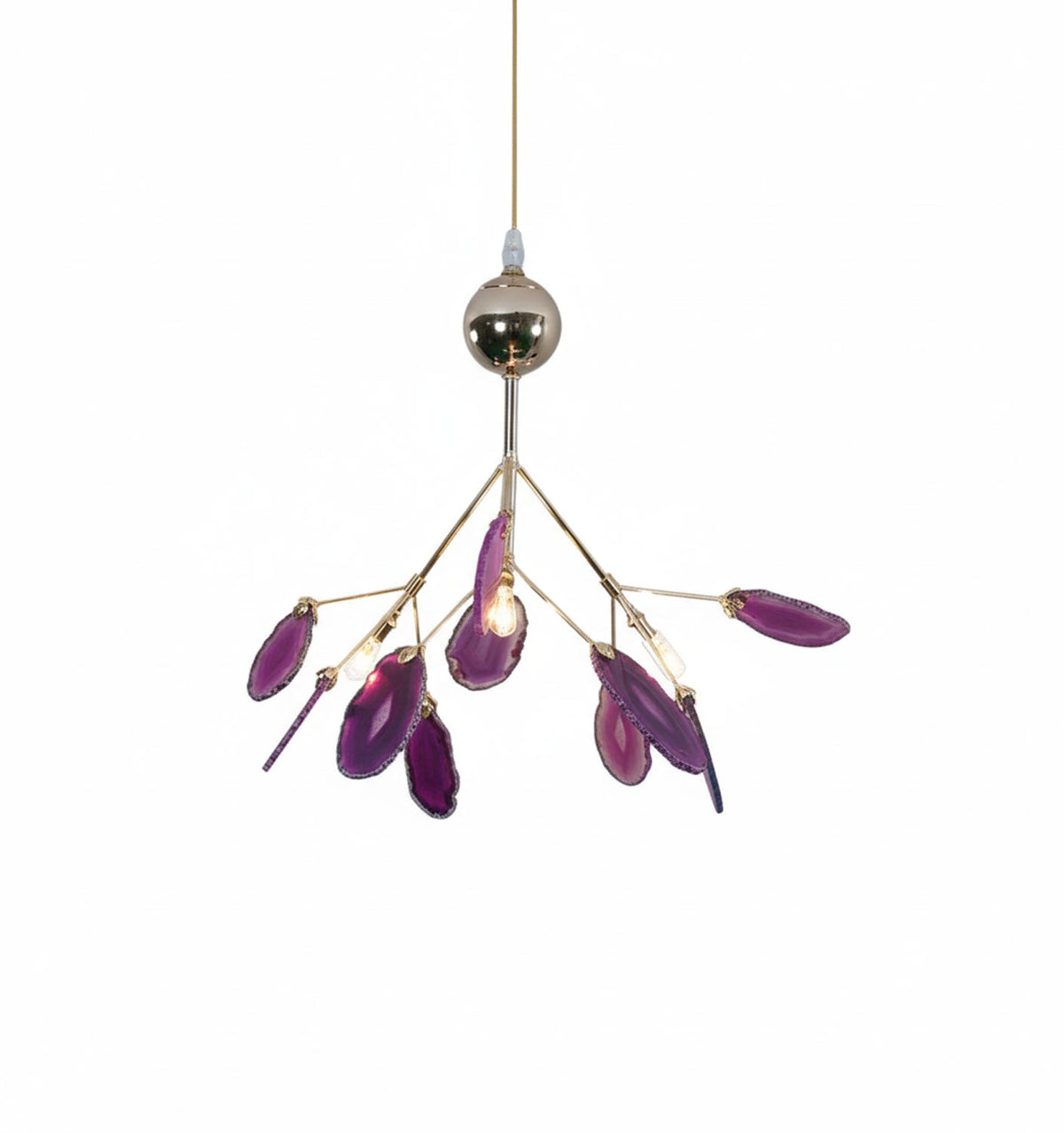 Agate Slice & Brass Chandelier
