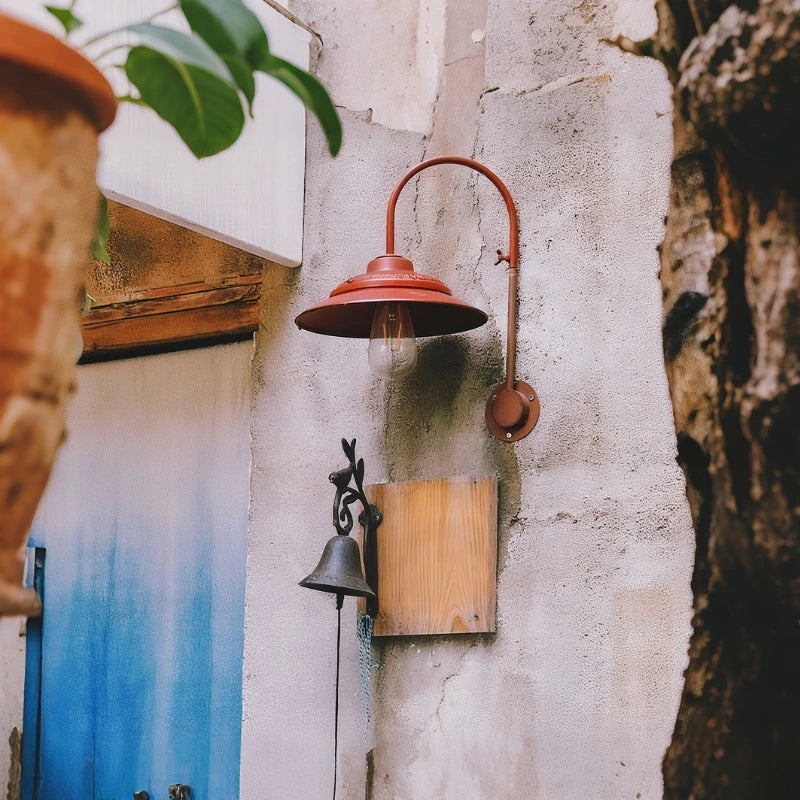 Vintage Solar Gooseneck Outdoor Wall Light