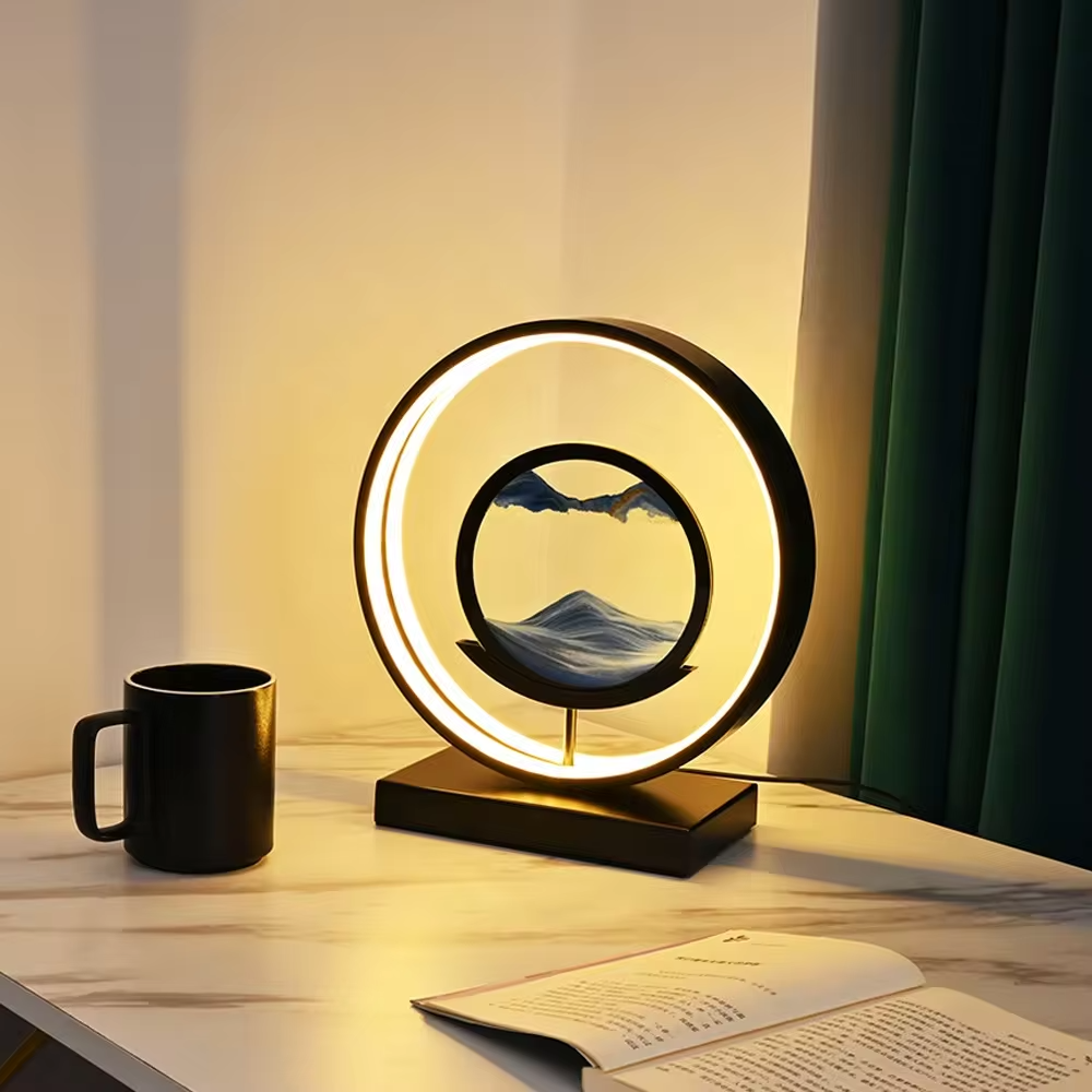 Modern Liquid Sand Disc LED Ambient Table Lamp