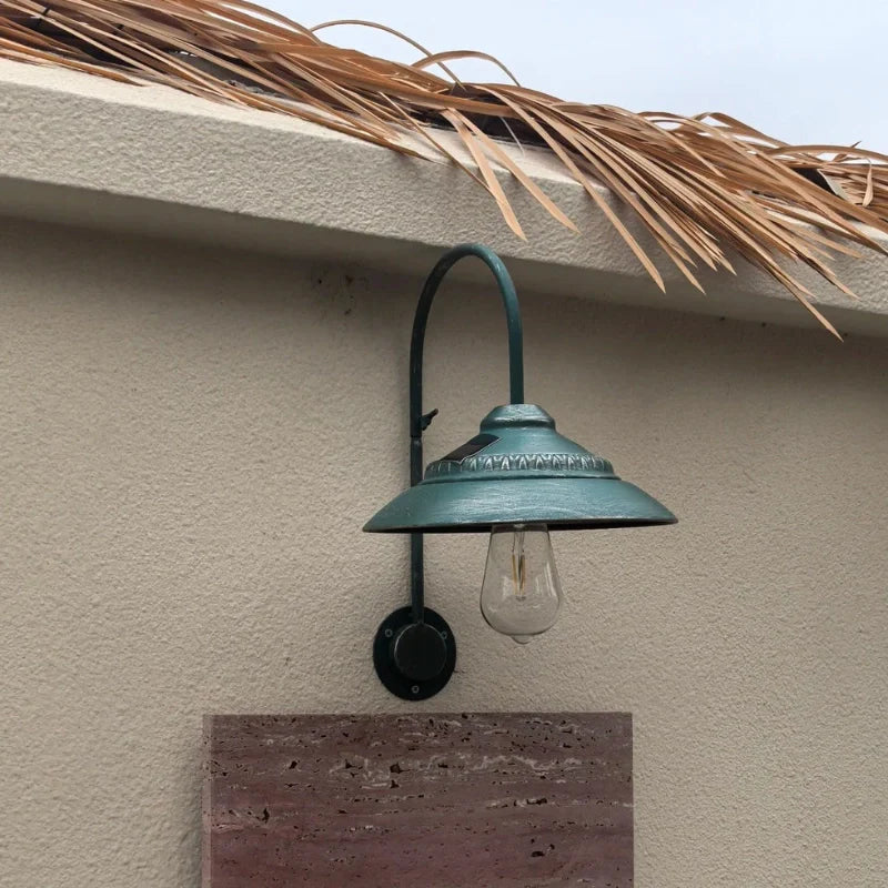 Vintage Solar Gooseneck Outdoor Wall Light