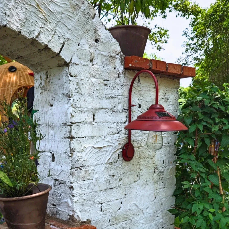 Vintage Solar Gooseneck Outdoor Wall Light