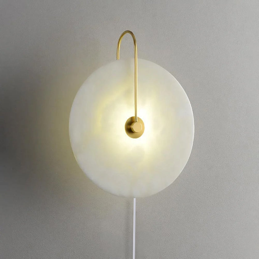 Alabaster Disc LED Plug-In Wall Lamp
