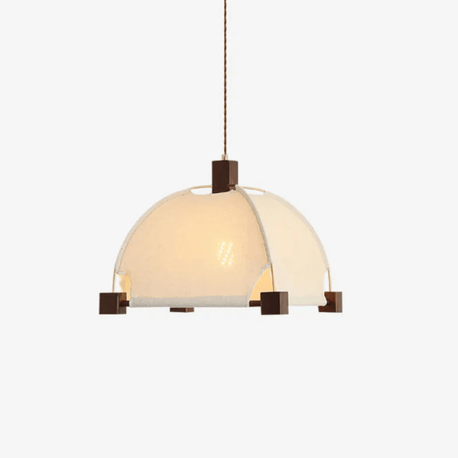 Walnut Fabric Sunburst Pendant Light