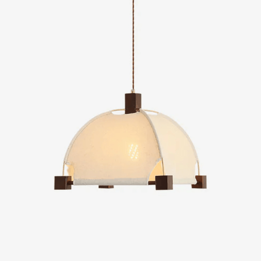 Walnut Fabric Sunburst Pendant Light