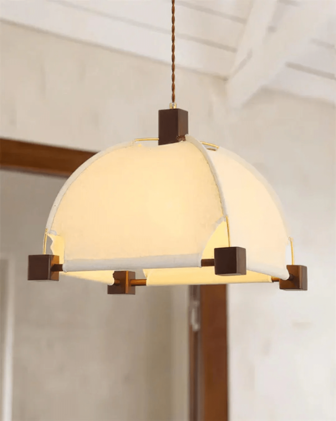 Walnut Fabric Sunburst Pendant Light