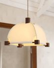 Walnut Fabric Sunburst Pendant Light