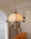 Walnut Fabric Sunburst Pendant Light