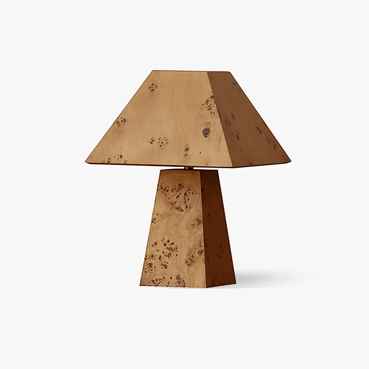 Burl Wood Pyramid Table Lamp