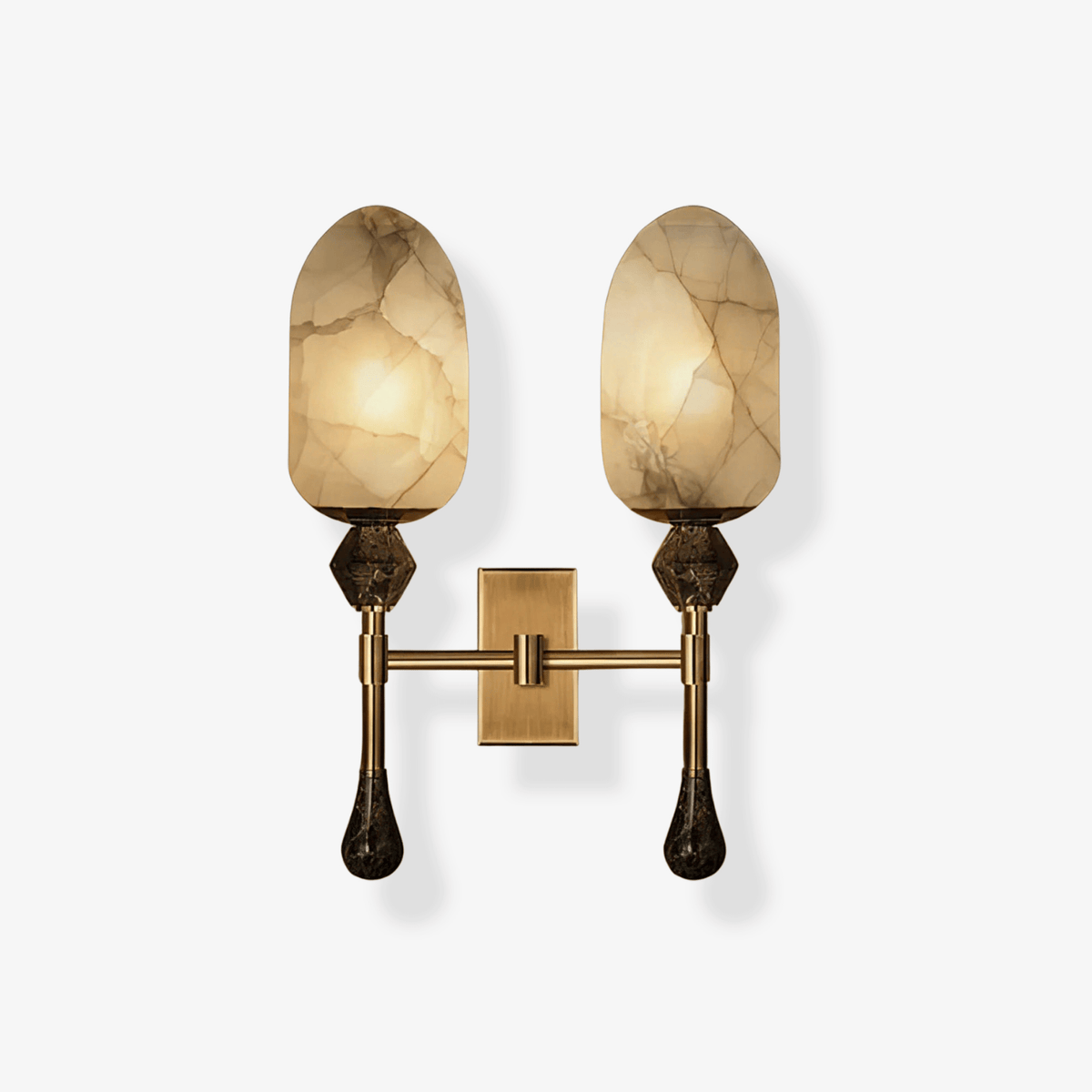 Alabaster Brass Obelisk Sconce