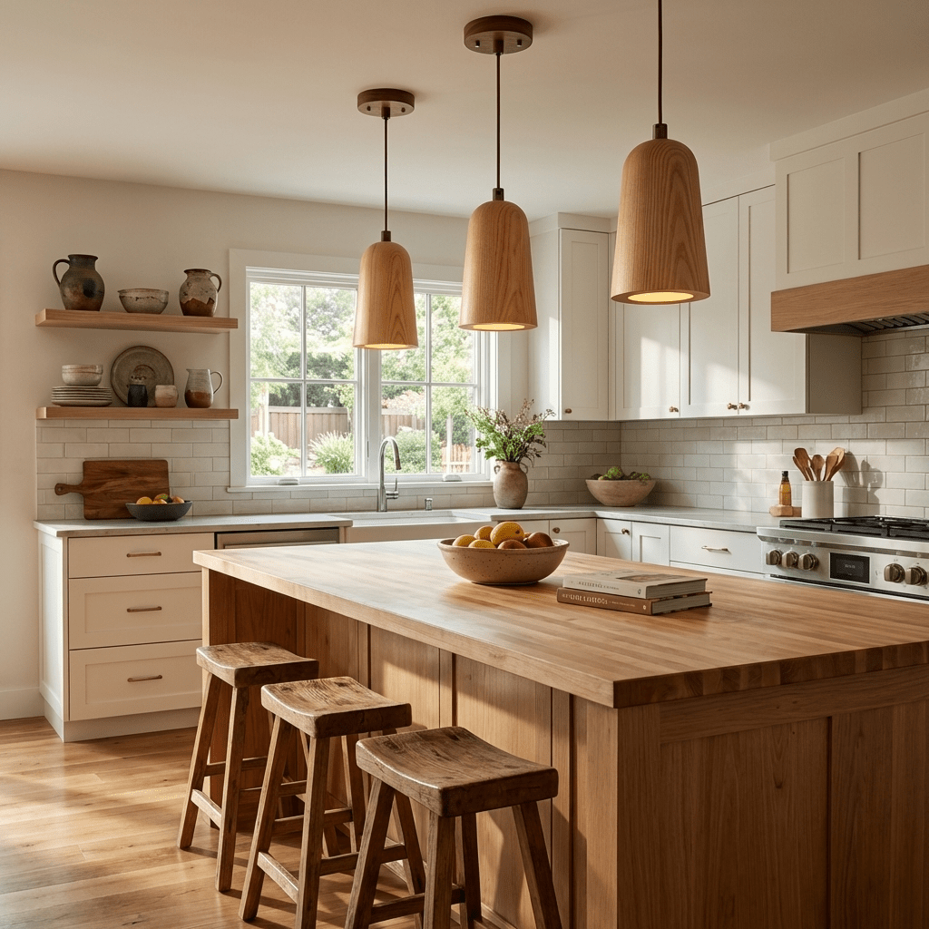 Wood Tapered Cone Pendant Light