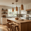 Wood Tapered Cone Pendant Light