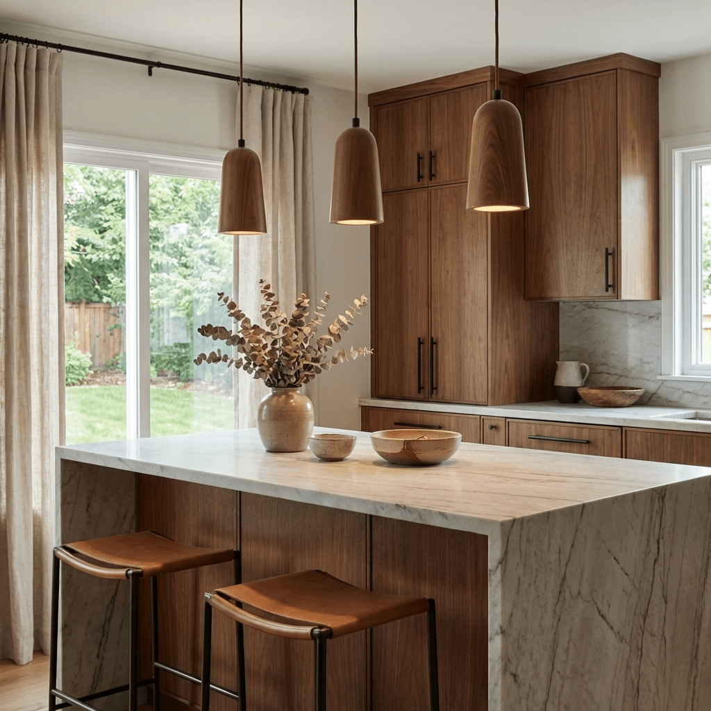 Wood Tapered Cone Pendant Light