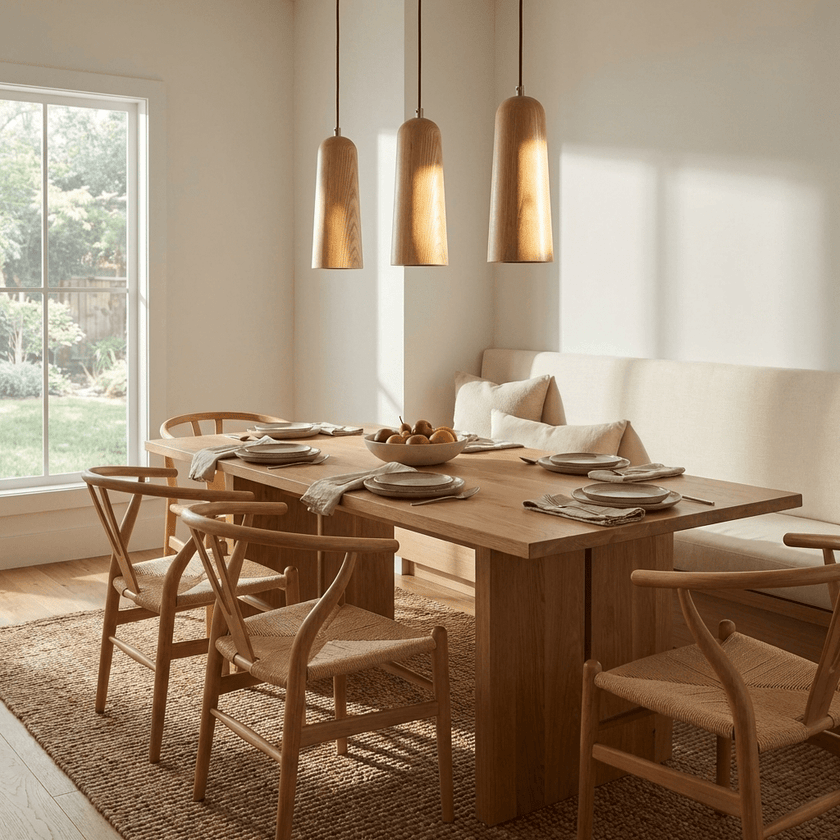Wood Tapered Cone Pendant Light