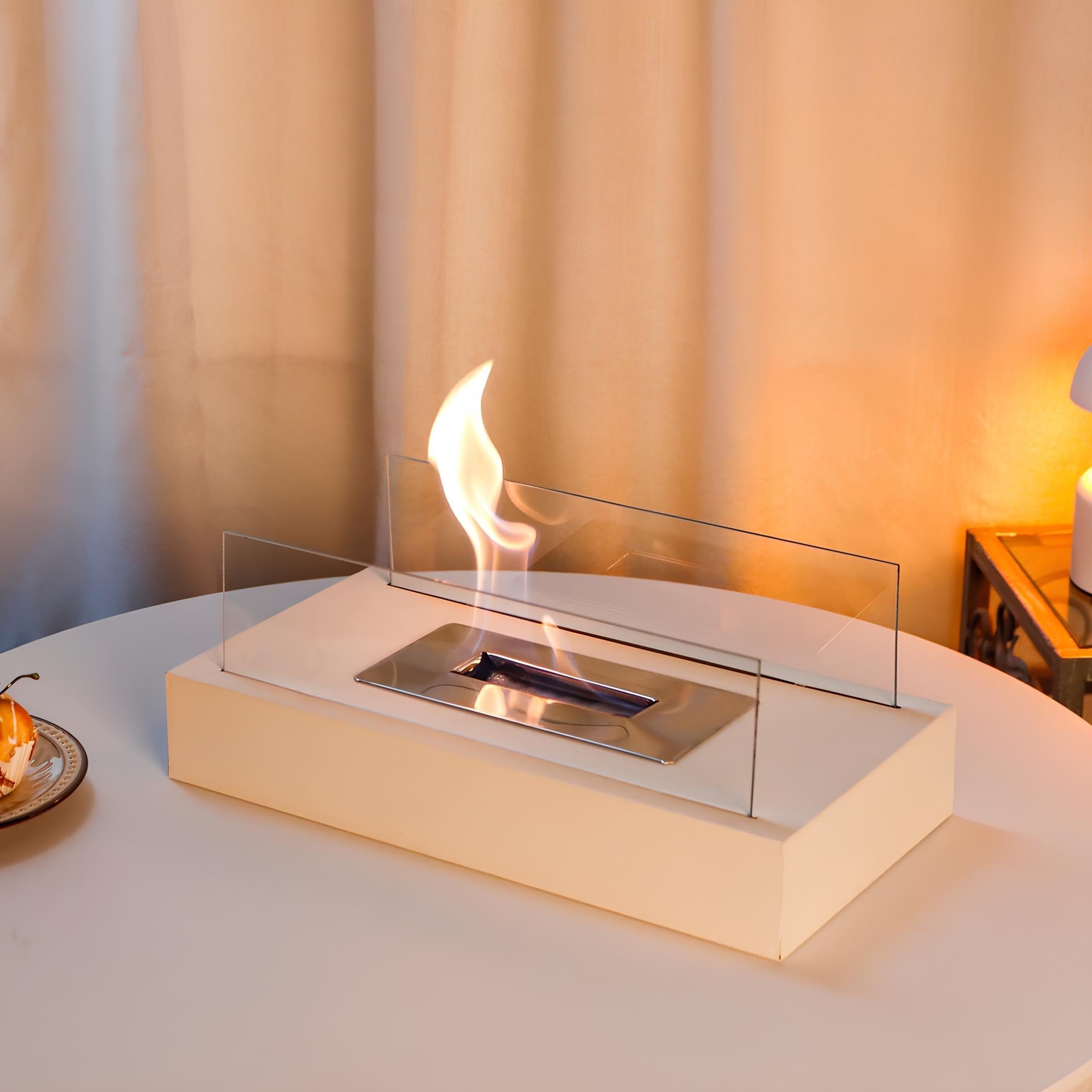 Modern Metal Tabletop Ethanol Fireplace Light Fixture