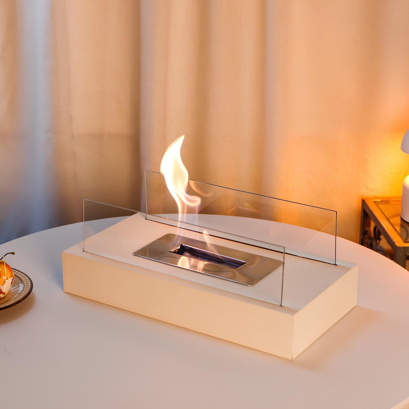 Modern Metal Tabletop Ethanol Fireplace Light Fixture