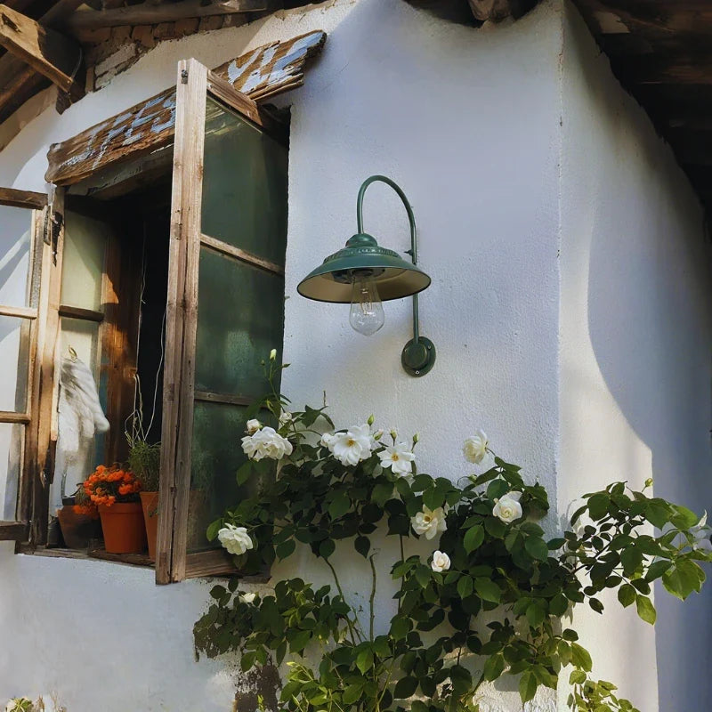 Vintage Solar Gooseneck Outdoor Wall Light