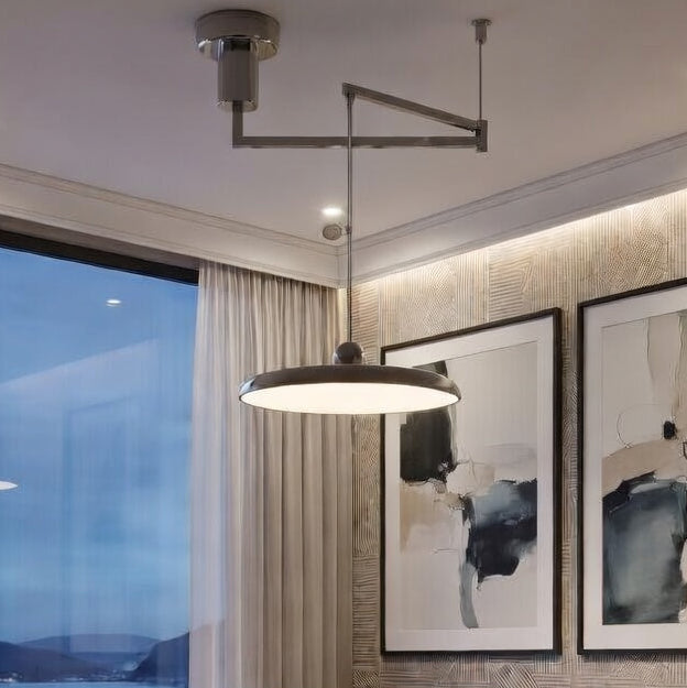 Arlen Modern Adjustable Swing Arm Disc Pendant Lamp