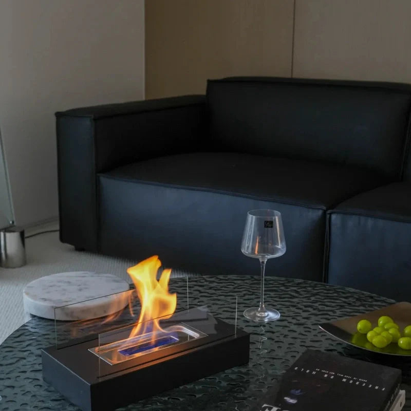 Modern Metal Tabletop Ethanol Fireplace Light Fixture