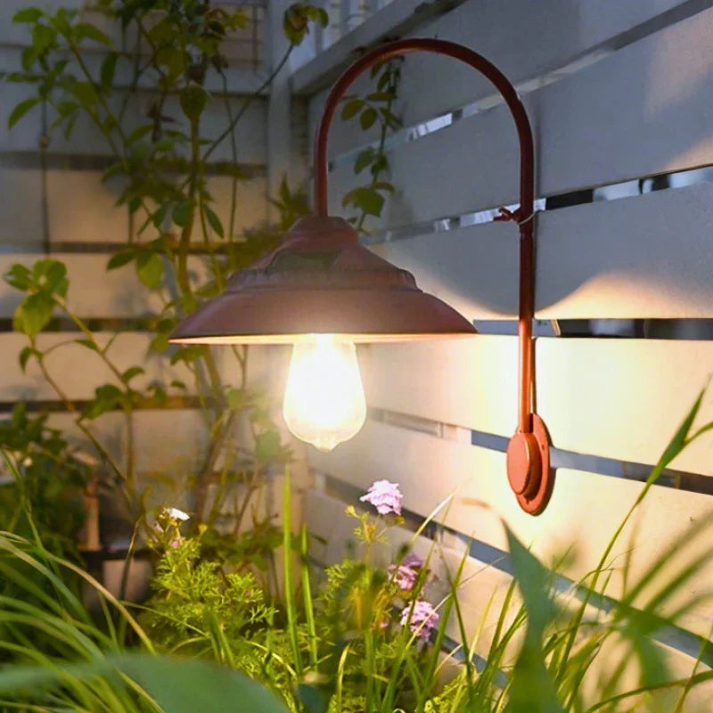 Vintage Solar Gooseneck Outdoor Wall Light