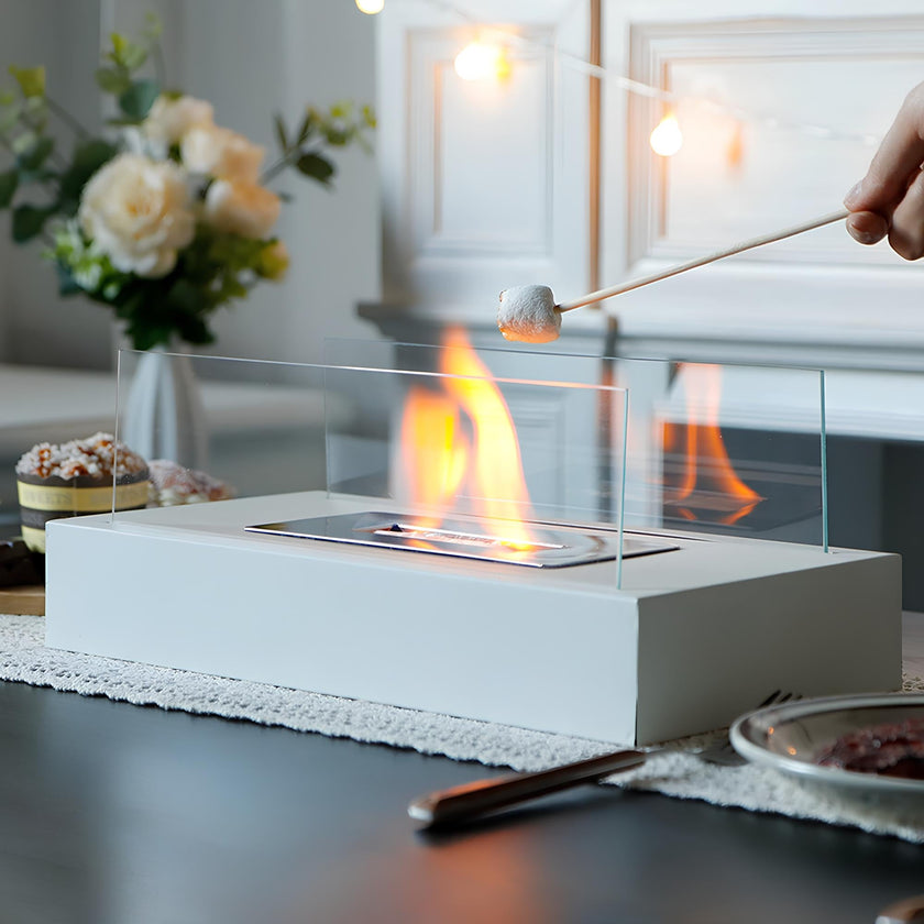 Modern Metal Tabletop Ethanol Fireplace Light Fixture