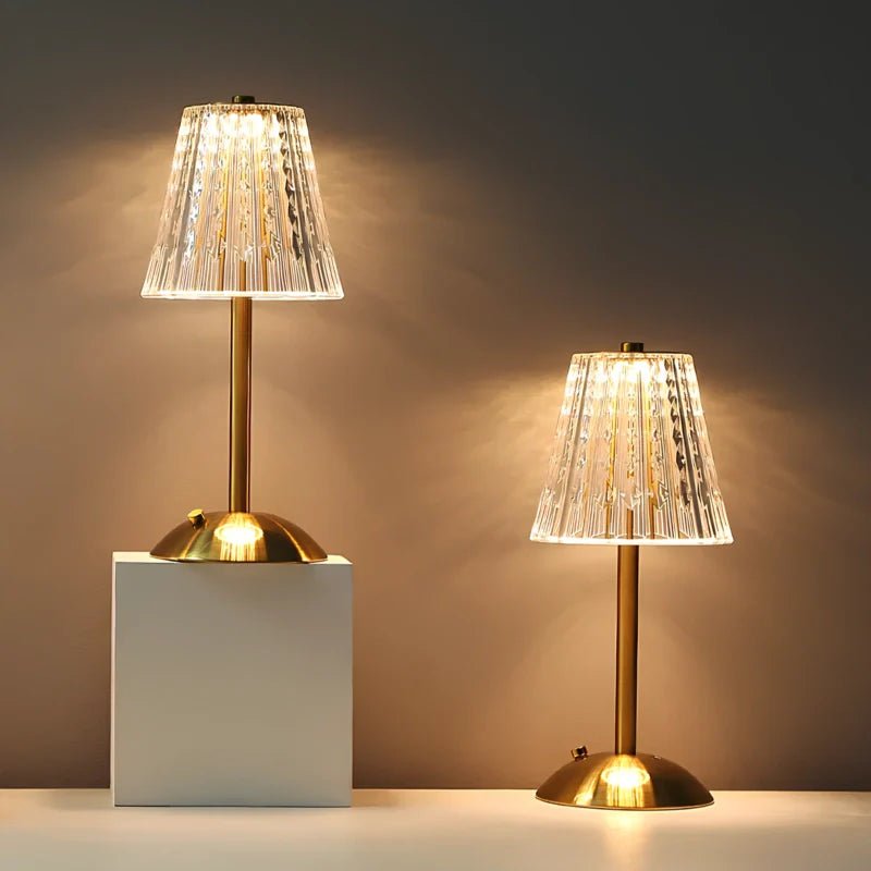 Vintage Golden Crystal Table Lamp