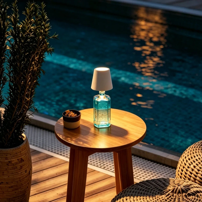 Glass Modern Rechargeable Bottle LED Light Base