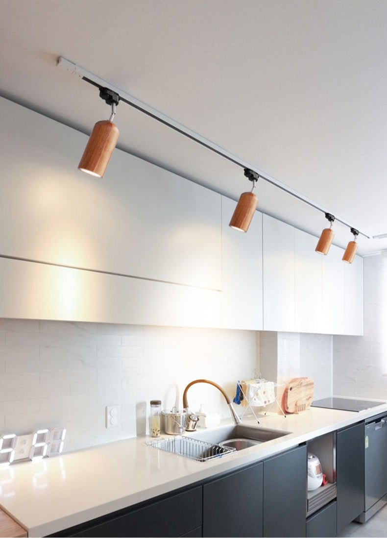 Wood Canopy Steel Track Ceiling Light