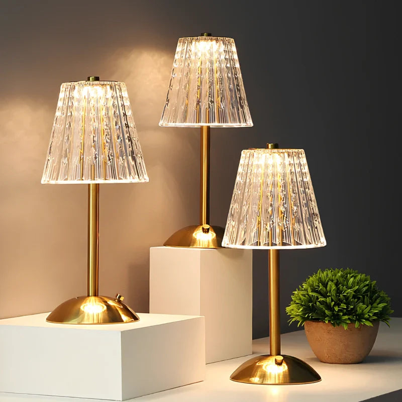 Vintage Golden Crystal Table Lamp