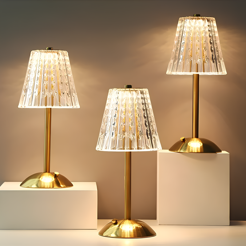 Vintage Golden Crystal Table Lamp