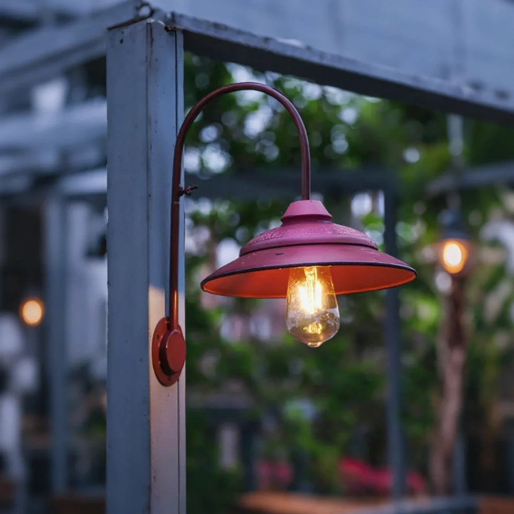 Vintage Solar Gooseneck Outdoor Wall Light