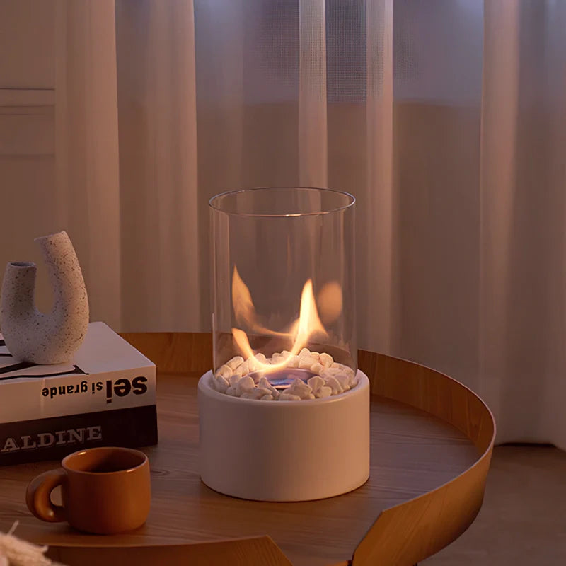 Modern Glass Cylinder Ethanol Oil Lamp