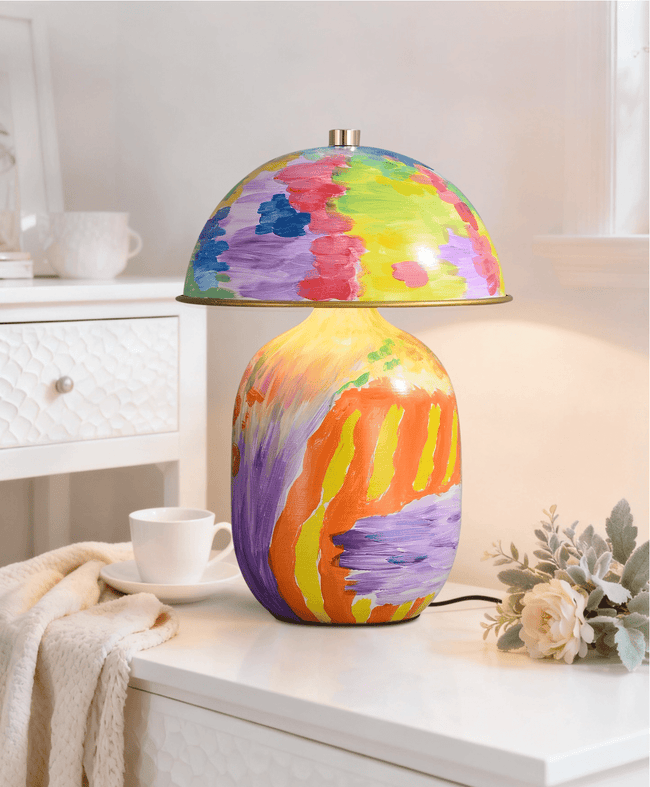 Ceramic Hand-Painted Dome Table Lamp