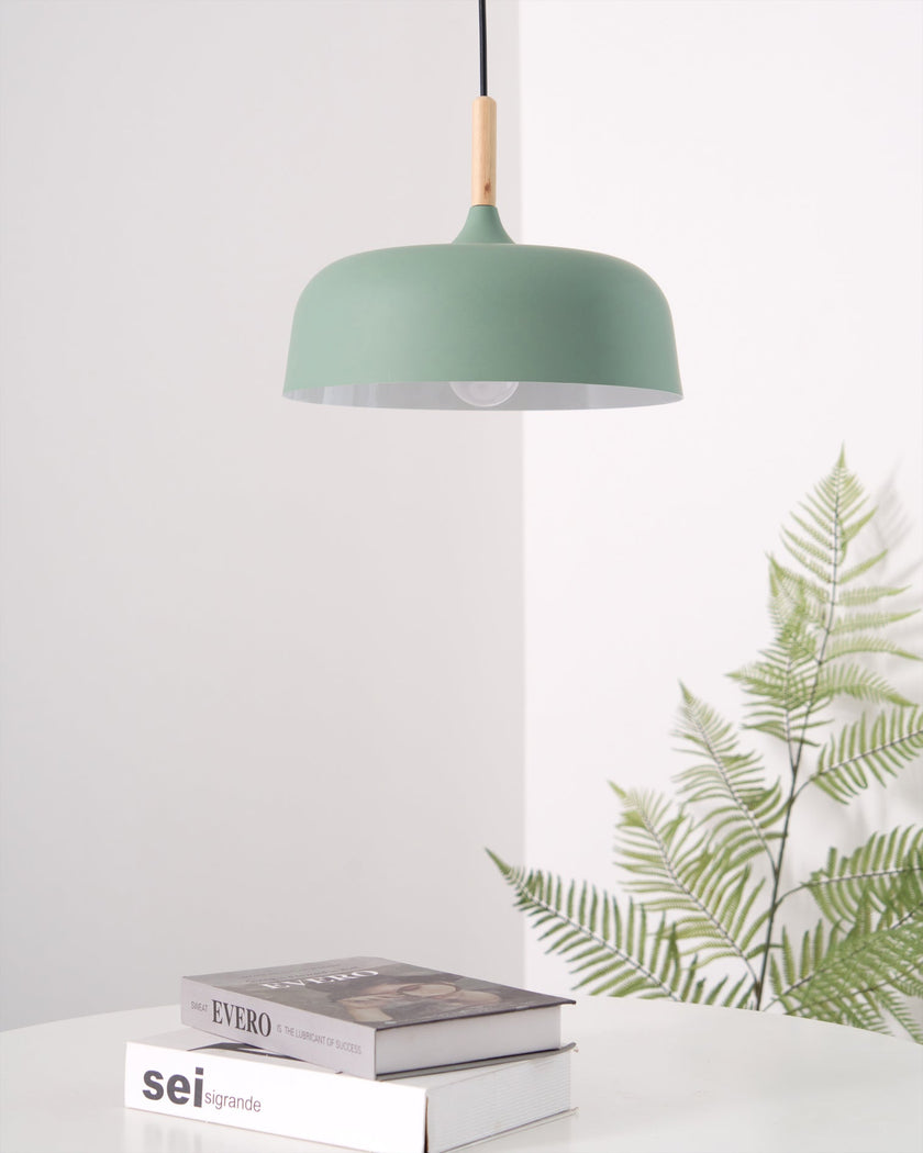 Oak & Zinc Acorn Pendant Light