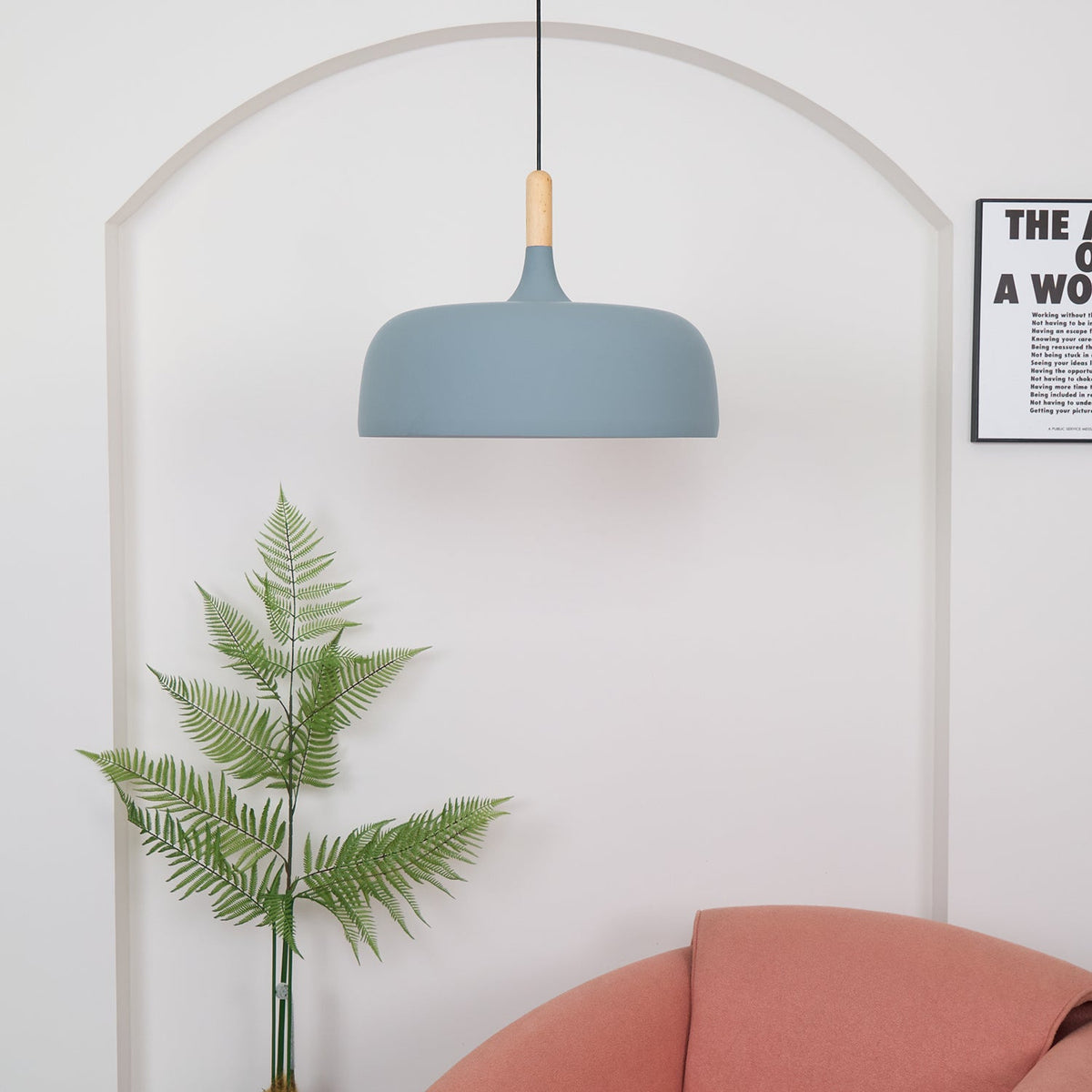 Oak & Zinc Acorn Pendant Light