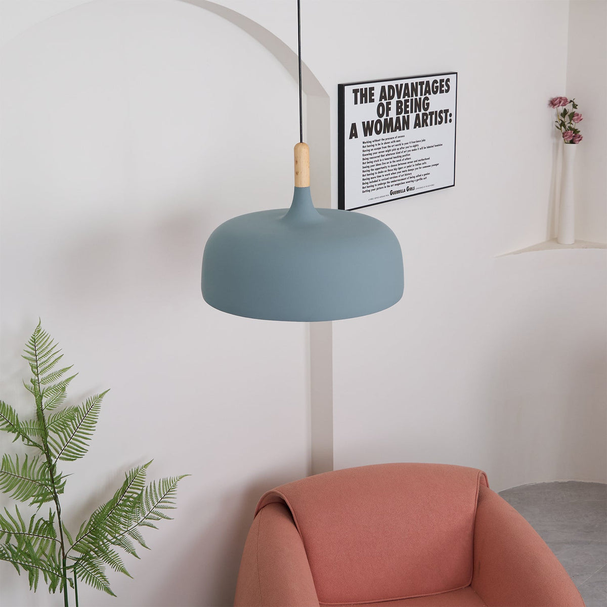 Oak & Zinc Acorn Pendant Light