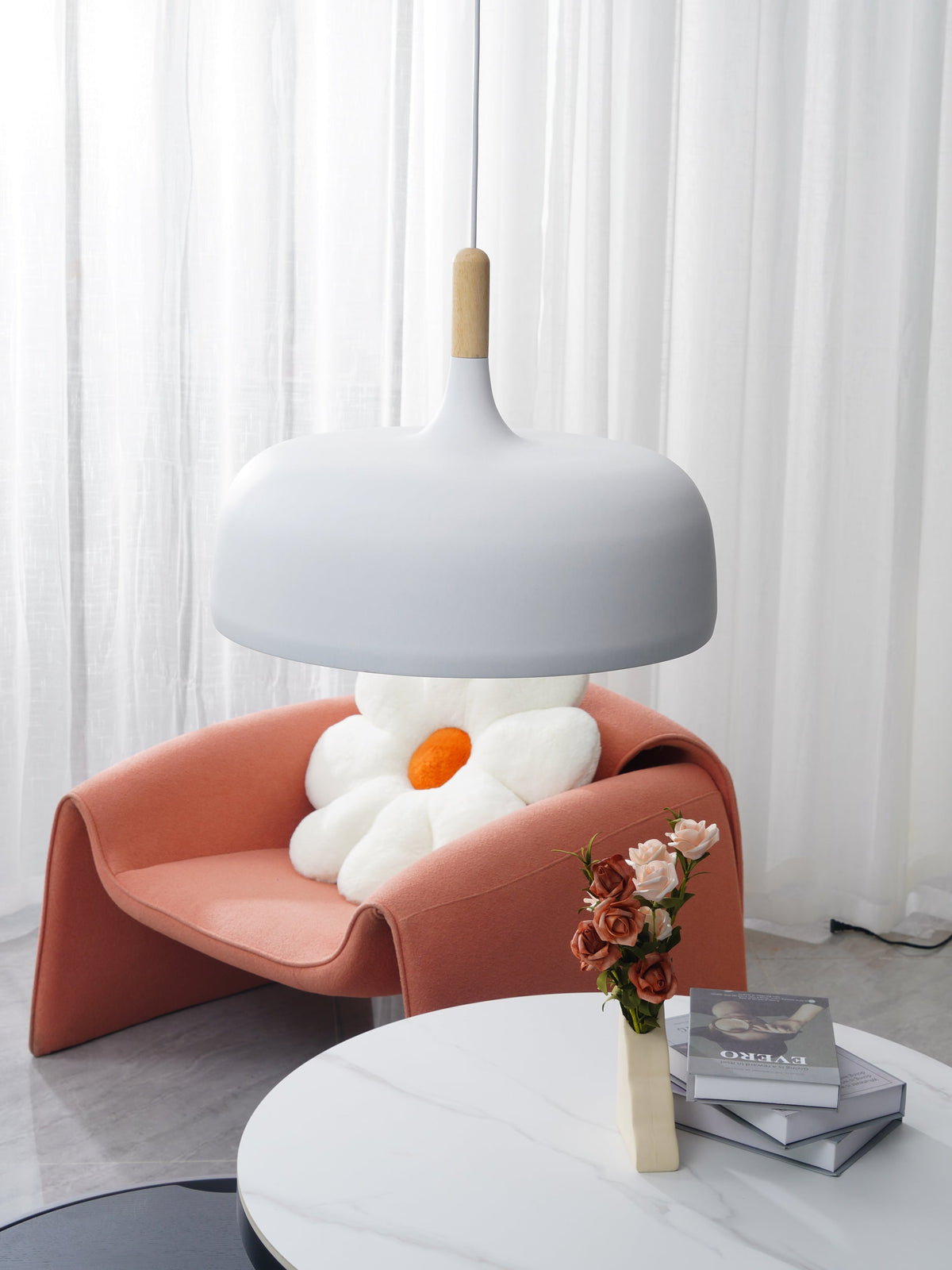 Oak & Zinc Acorn Pendant Light
