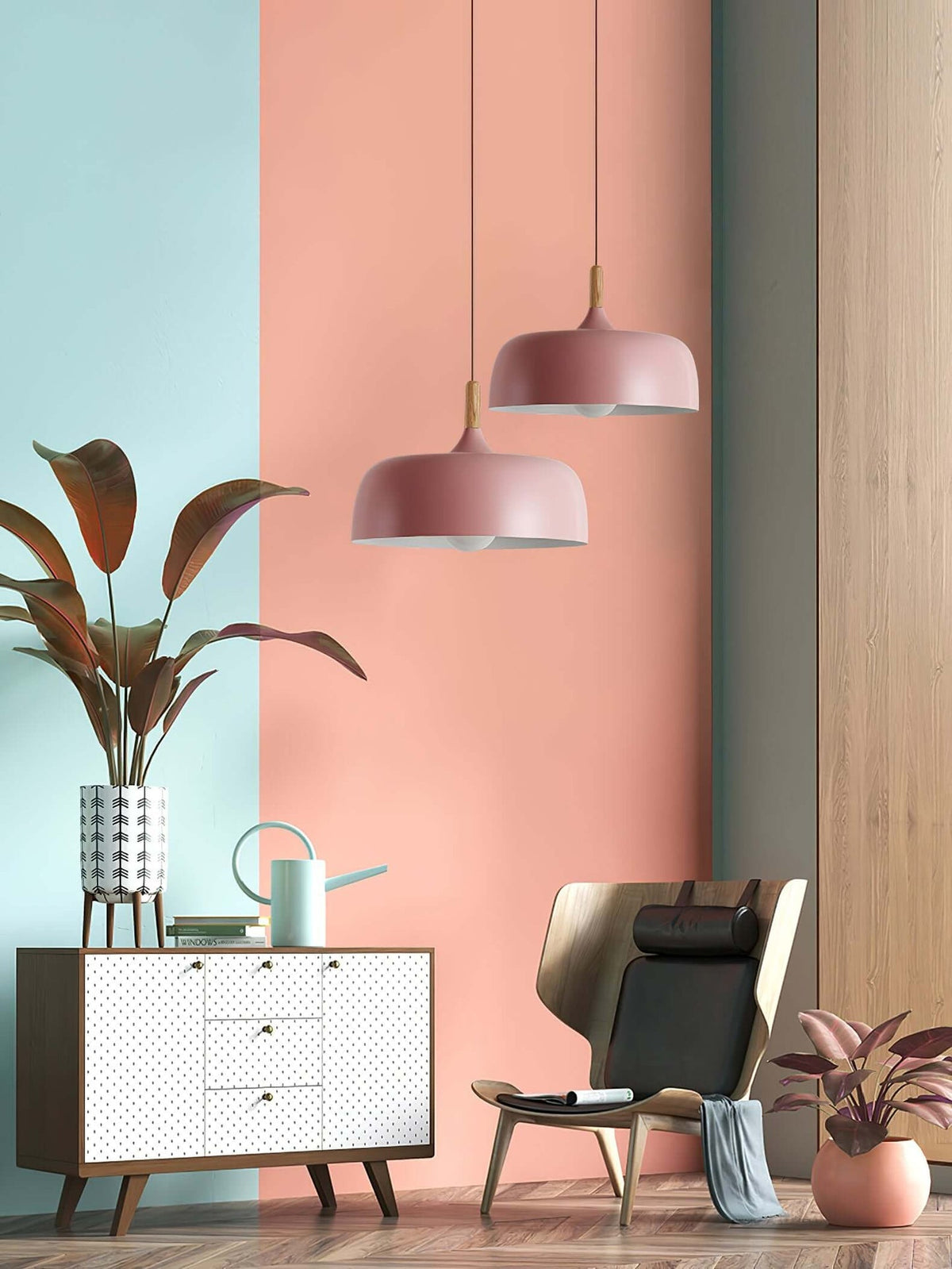 Oak & Zinc Acorn Pendant Light