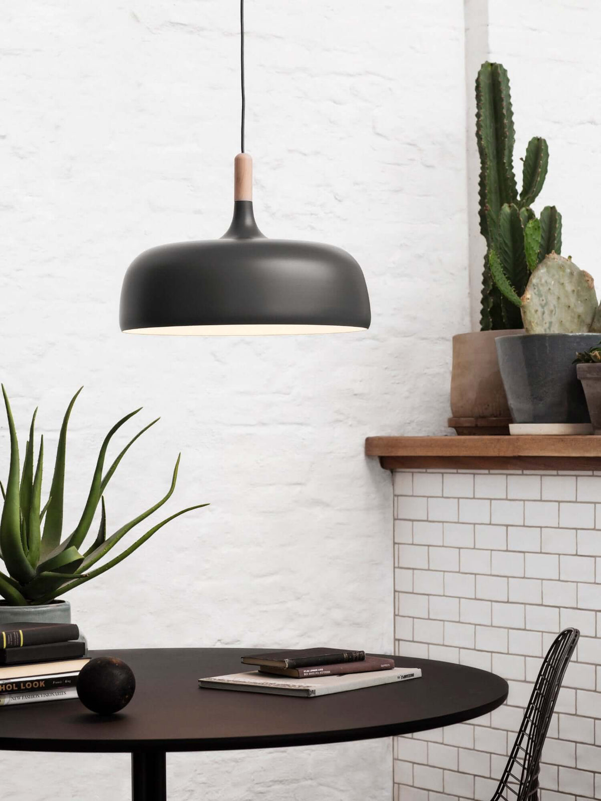 Oak & Zinc Acorn Pendant Light