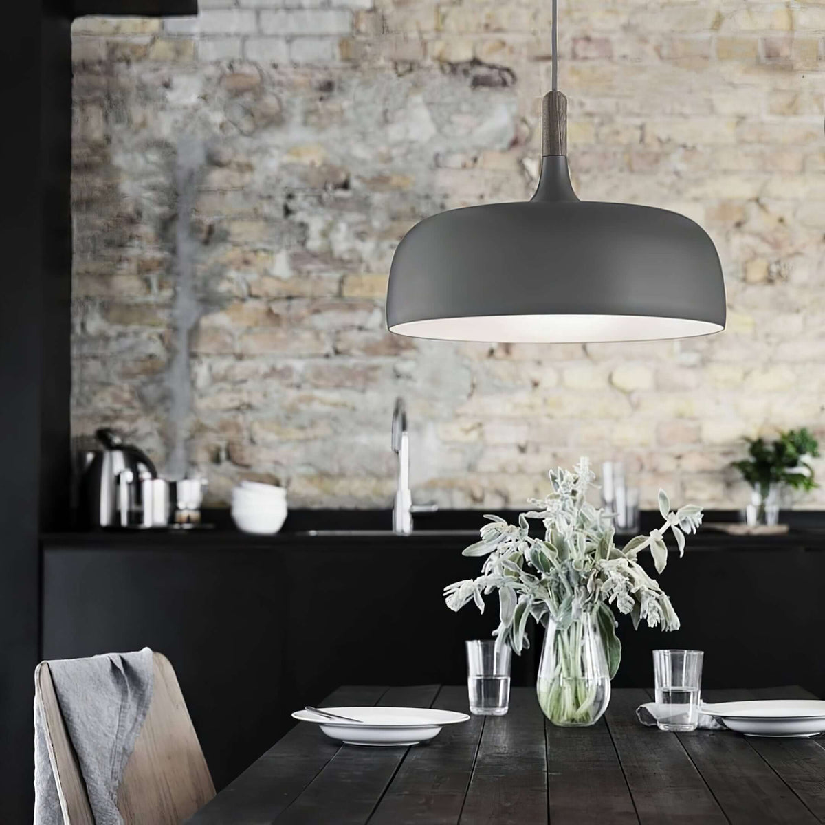 Oak & Zinc Acorn Pendant Light