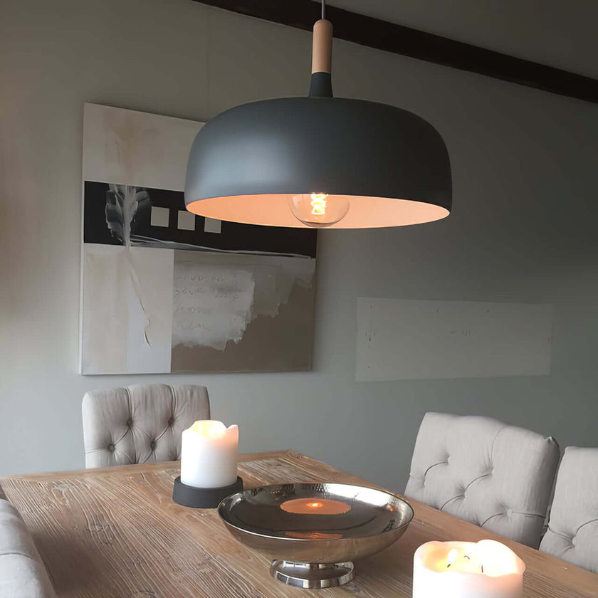 Oak & Zinc Acorn Pendant Light