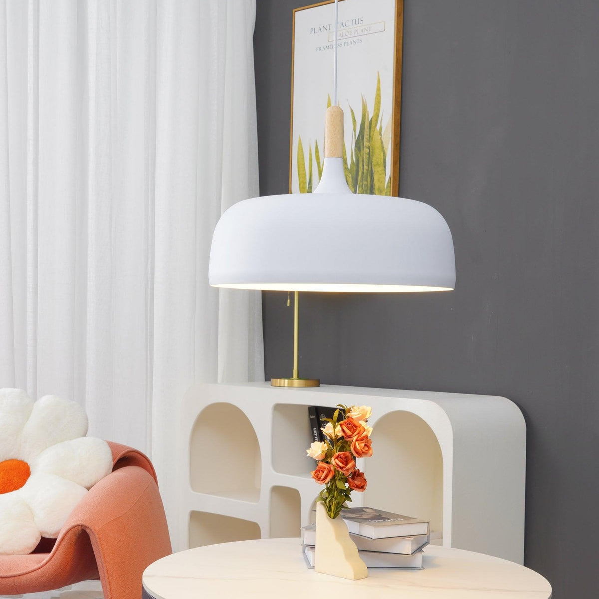 Oak & Zinc Acorn Pendant Light