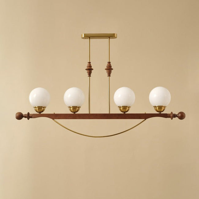 Walnut Glass Orb Linear Chandelier