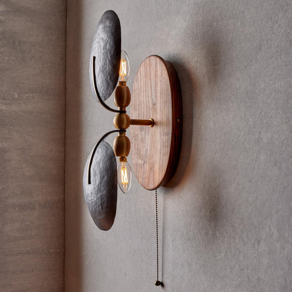 Walnut Brass Directional Wall Sconce