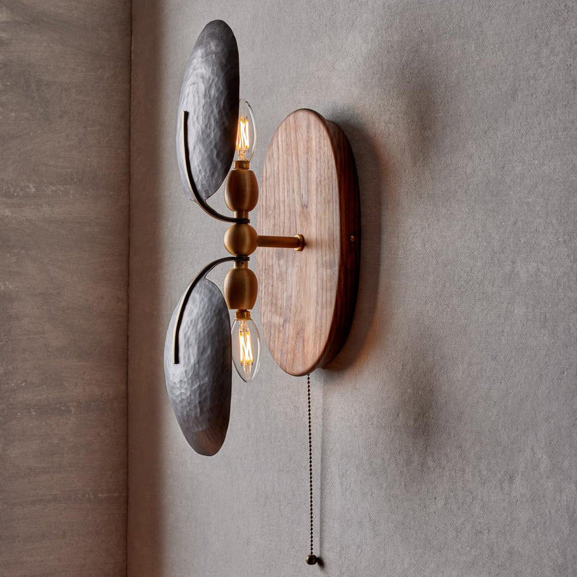 Walnut Brass Directional Wall Sconce