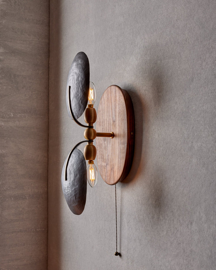 Walnut Brass Directional Wall Sconce