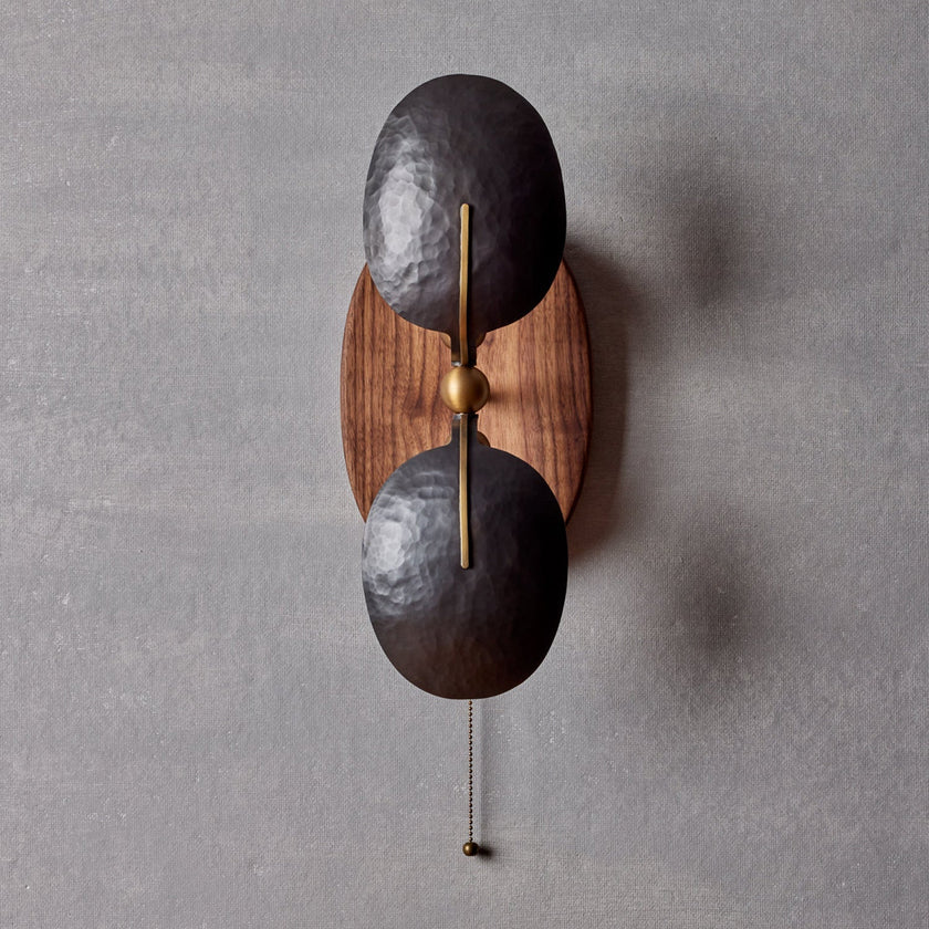 Walnut Brass Directional Wall Sconce