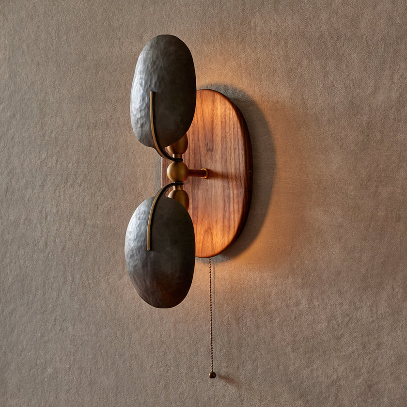Walnut Brass Directional Wall Sconce