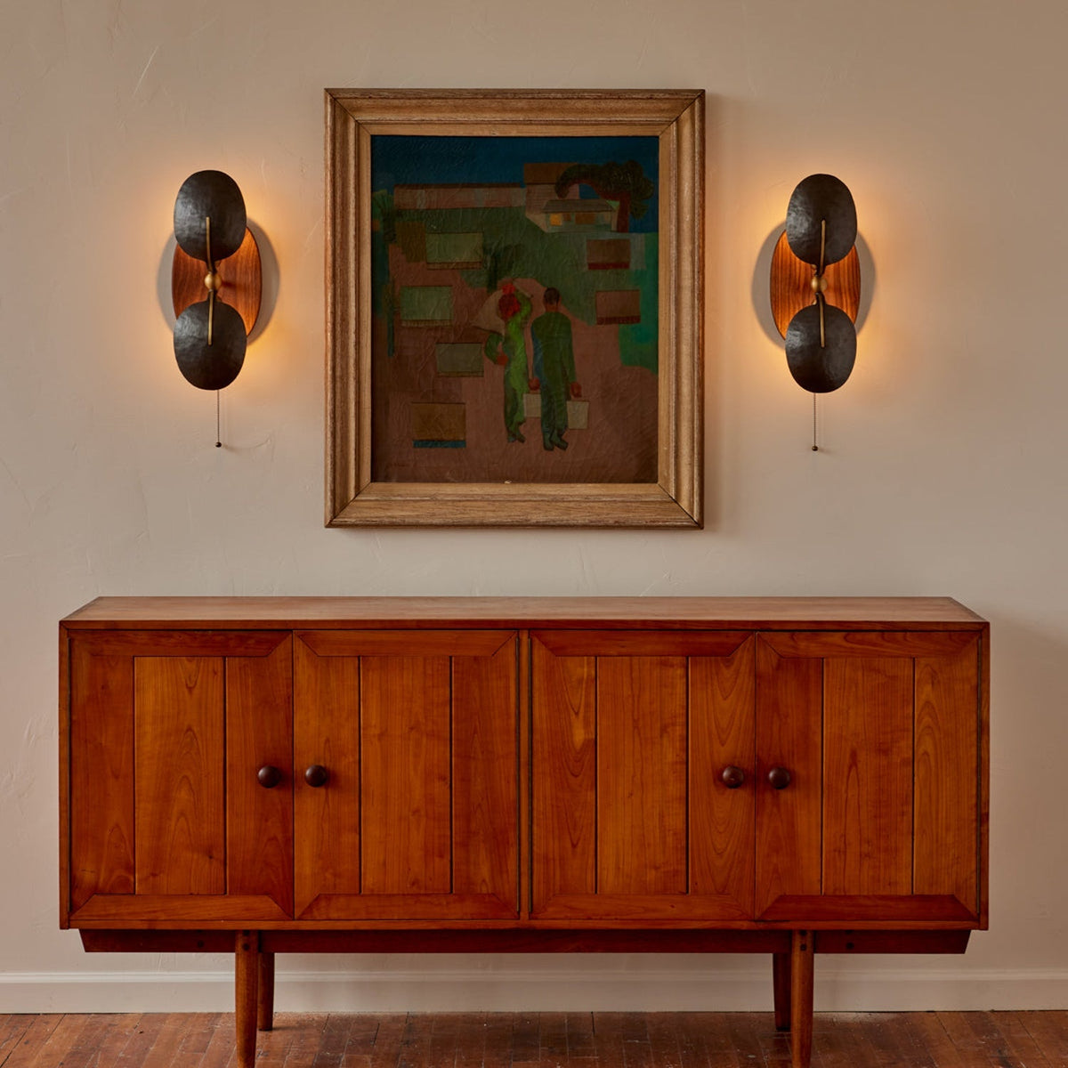 Walnut Brass Directional Wall Sconce