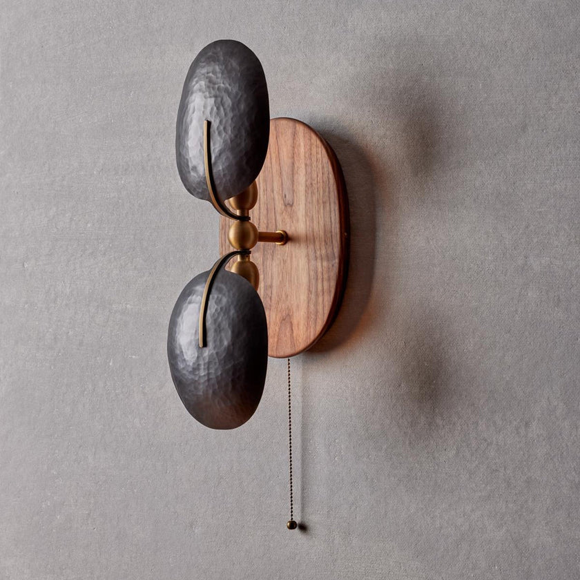 Walnut Brass Directional Wall Sconce