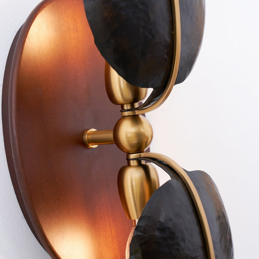 Walnut Brass Directional Wall Sconce